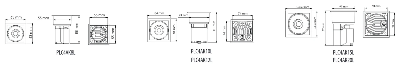 Recessed Square Spot PLC4AK